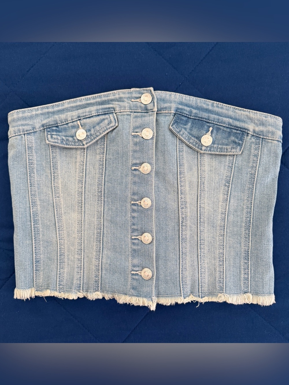 NWT Forever 21 Light Blue Strapless Denim Corset Top